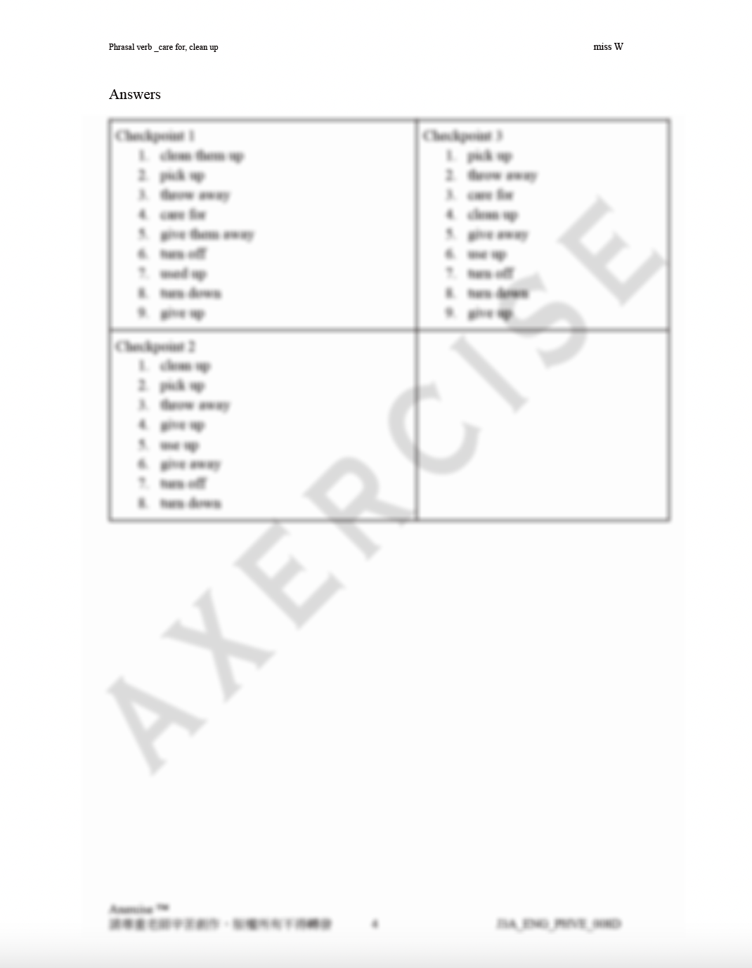 Phrasal Verbs (care for, clean up) _008