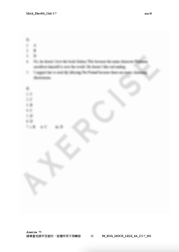 Mock _001 (Longman Elect 6A Unit 5-7)