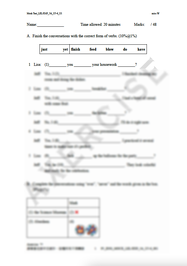 Mock Test _001 (Longman Elect 及 Express 5A Unit 5-6)