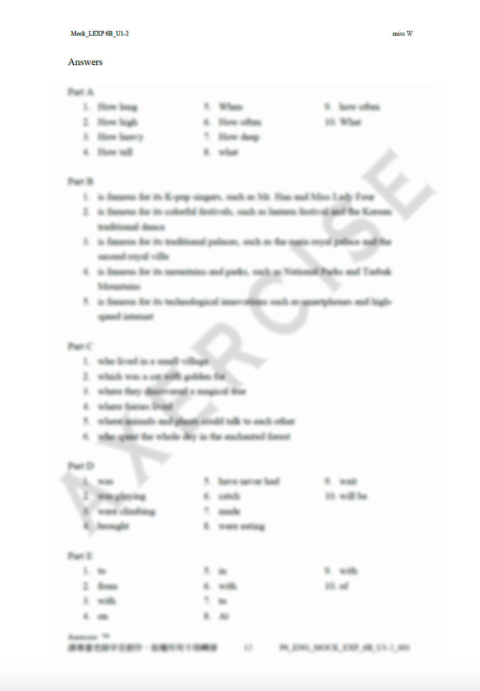 Mock _001 (Longman Express 6B Unit 1-2)