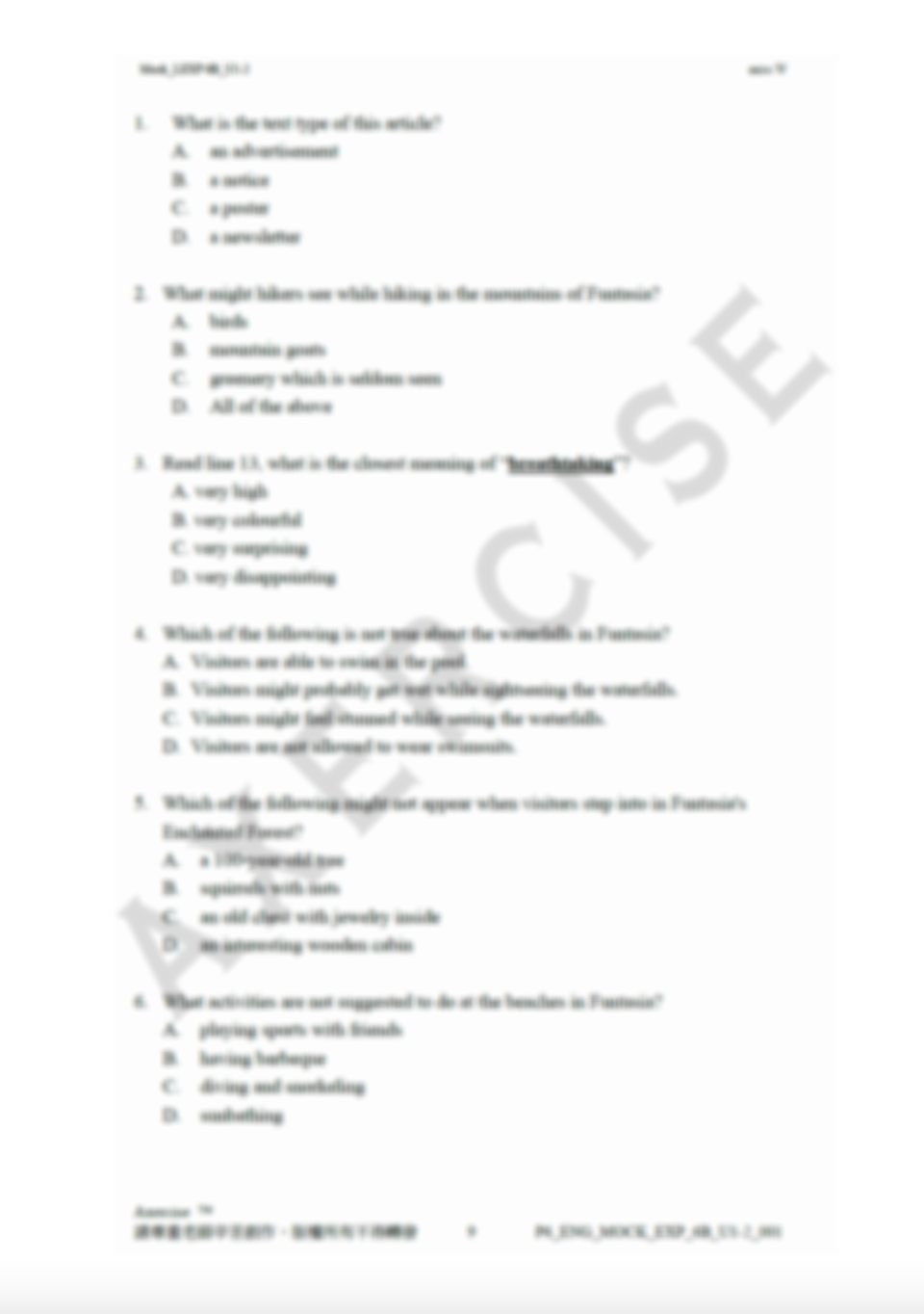 Mock _001 (Longman Express 6B Unit 1-2)