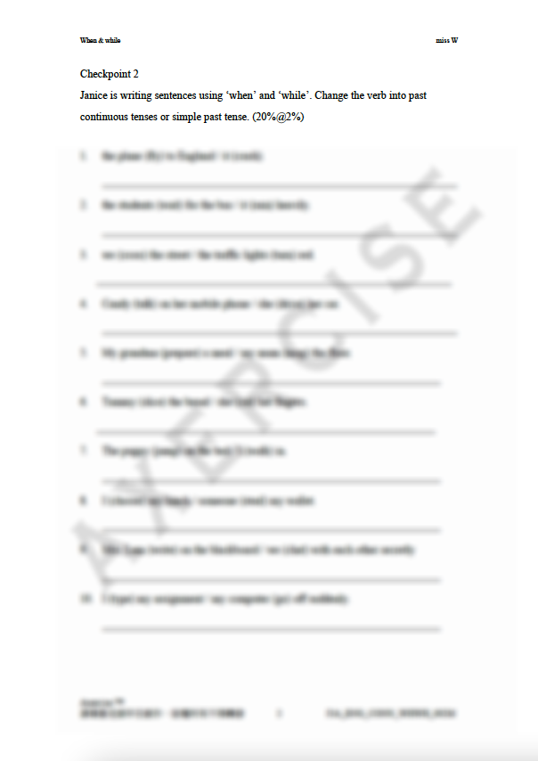 When & While (Past Continuous Tense) _002A
