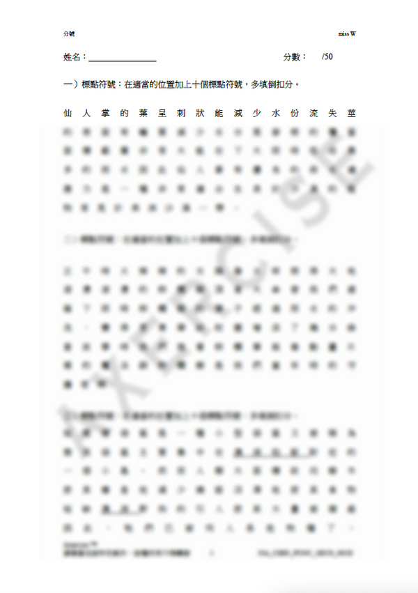 分號 中文標點符號練習PDF_001 – Axercise™