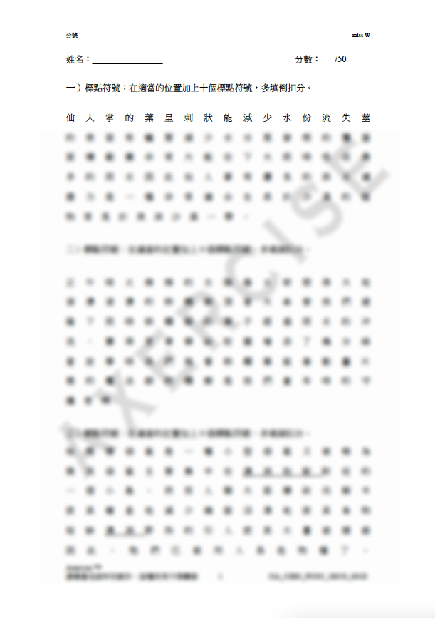 分號 中文標點符號練習PDF_001 – Axercise™