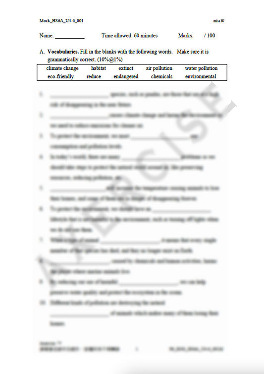 Mock _001 (Head Start 6A Unit 4-6)