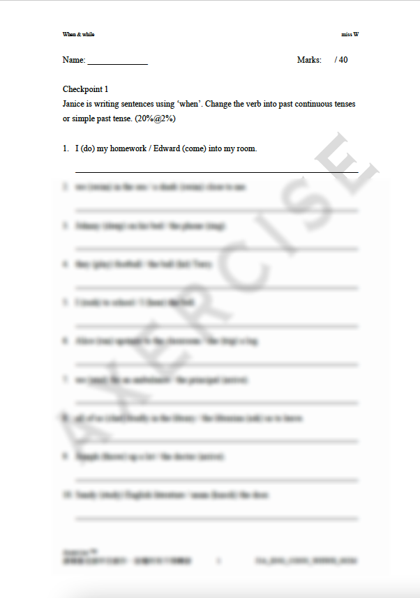 小五小六英文練習pdf 附答案(呈分試適用)- When and While – Axercise™