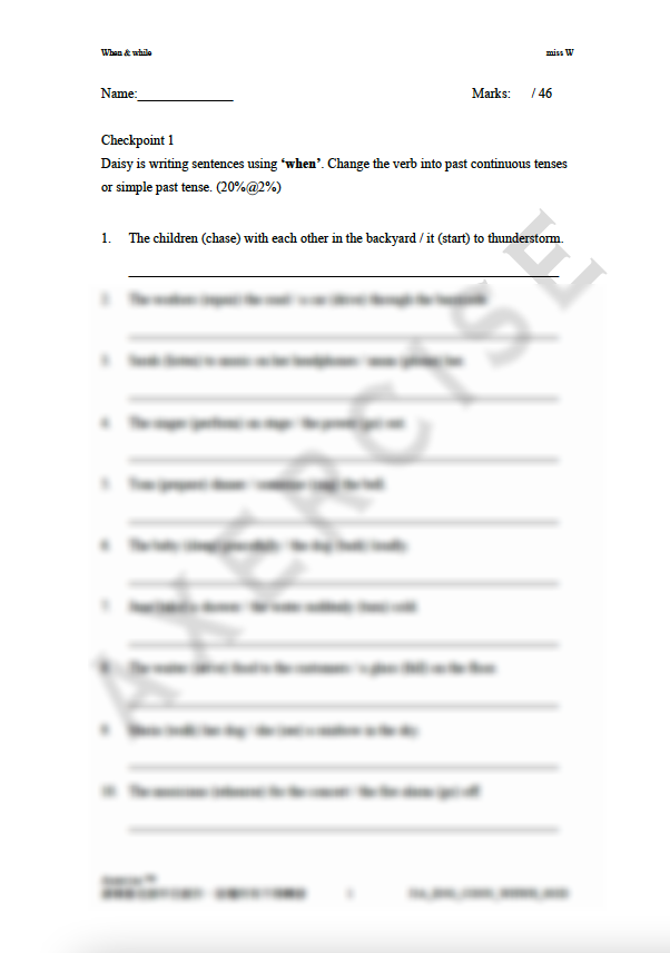 When & While (Past Continuous Tense) _003A