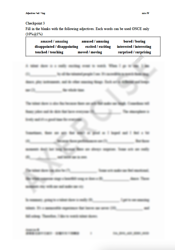 Adjectives +ed / +ing _003