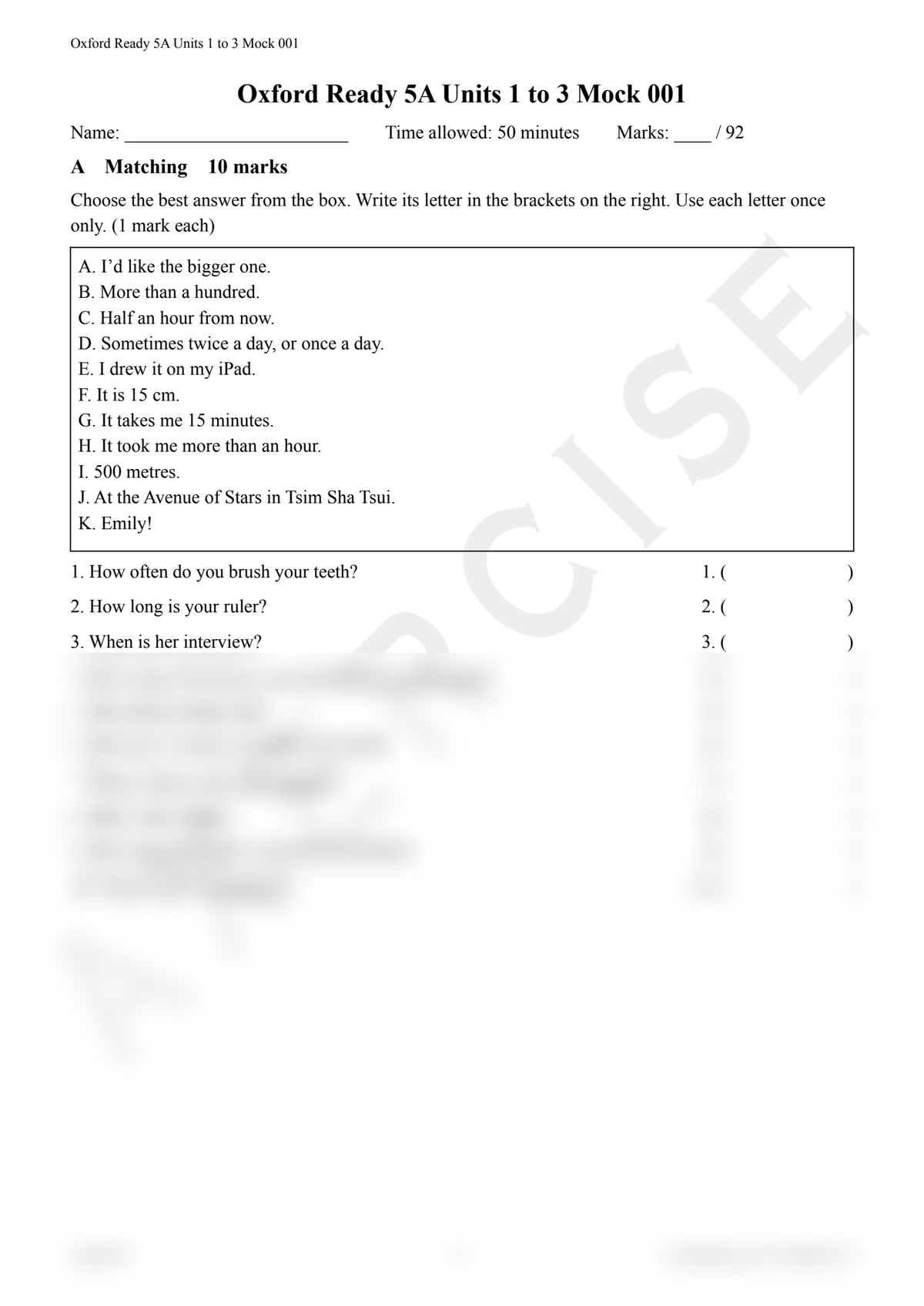 Oxford Ready 5A Units 1–3 Mock Paper 001